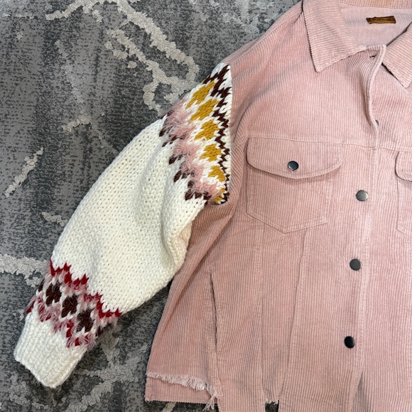 POL Pink Corduroy Jacket with Knit Sleeves - Picture 2 of 9